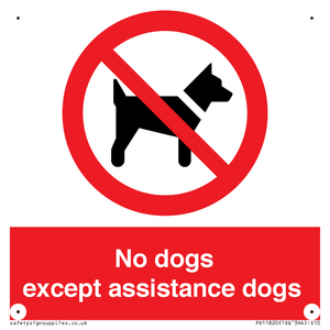 No dogs except assistance dogs